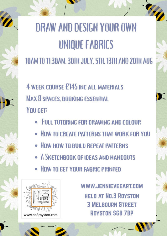 NEW COURSE!  Learn to draw, develop your creativity and design your own unique fabric